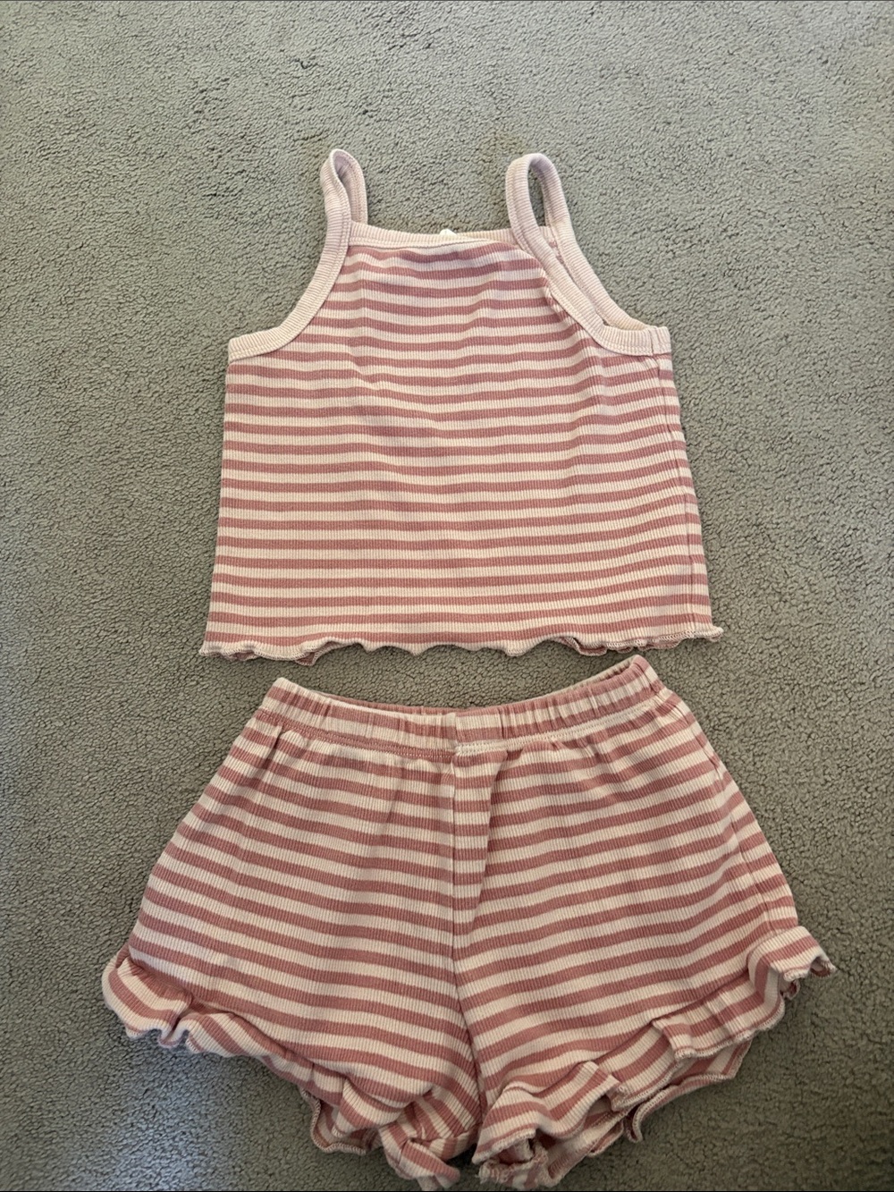 Kids Pink Stripe Tank & Shorts Set
